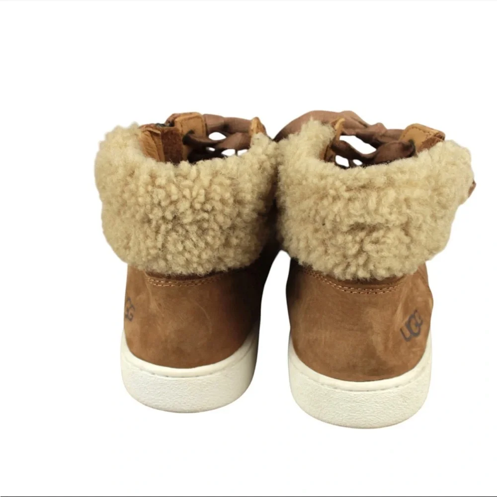 UGG Brown Leather High Top Lace Up Zipper Boots 1019716 Womens SIze US 9.5
